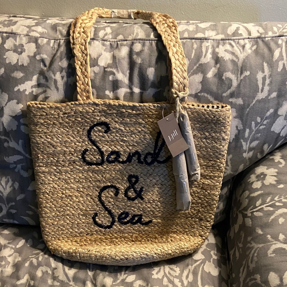 J. Jill Sand & Sea NEW Natural Woven Beach Tote Bag
